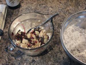 Rehydrated fruit, and dry ingredients, plus pecans